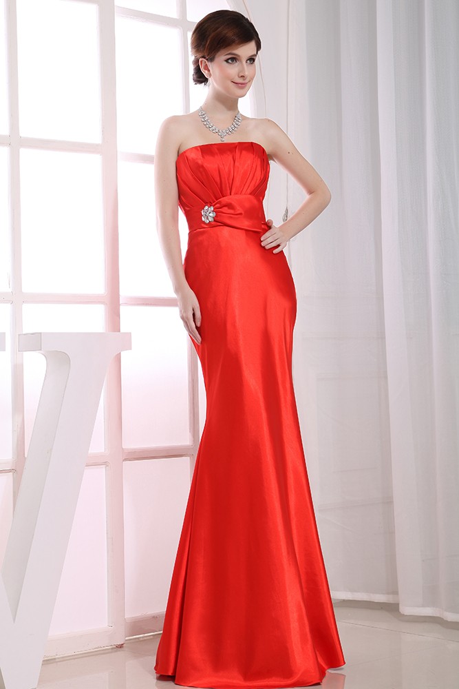 Mermaid Strapless Floor-length Satin Evening Dress #OP3147 $129.5 ...