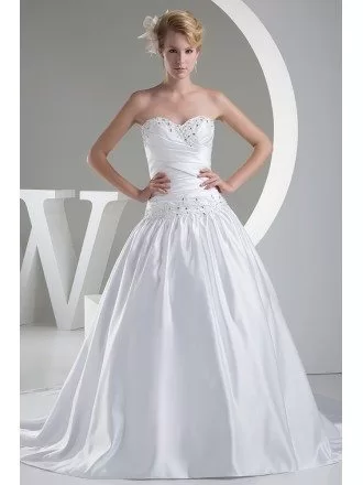 Sweetheart Ballgown Satin Wedding Dress with Beaded Bling