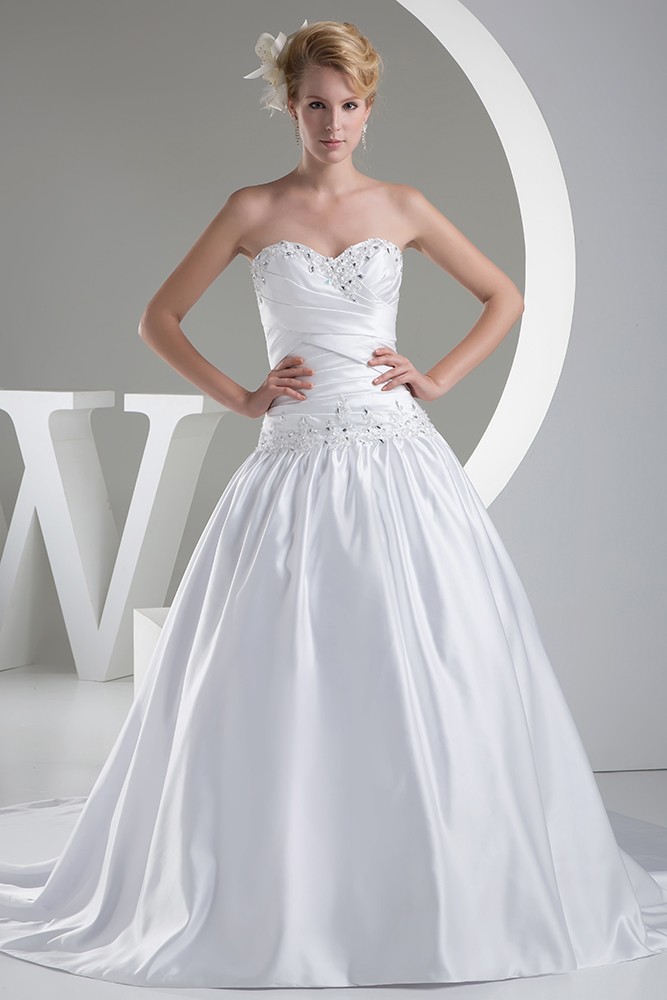 Sweetheart Ballgown Satin Wedding Dress with Beaded Bling #OPH1211 $242 ...