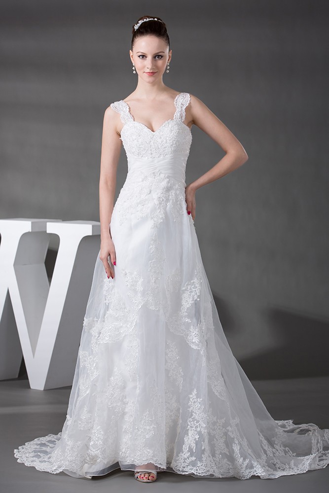 Beaded Strap Lace Tulle Aline Beach Wedding Dress #OPH1219 $251 ...