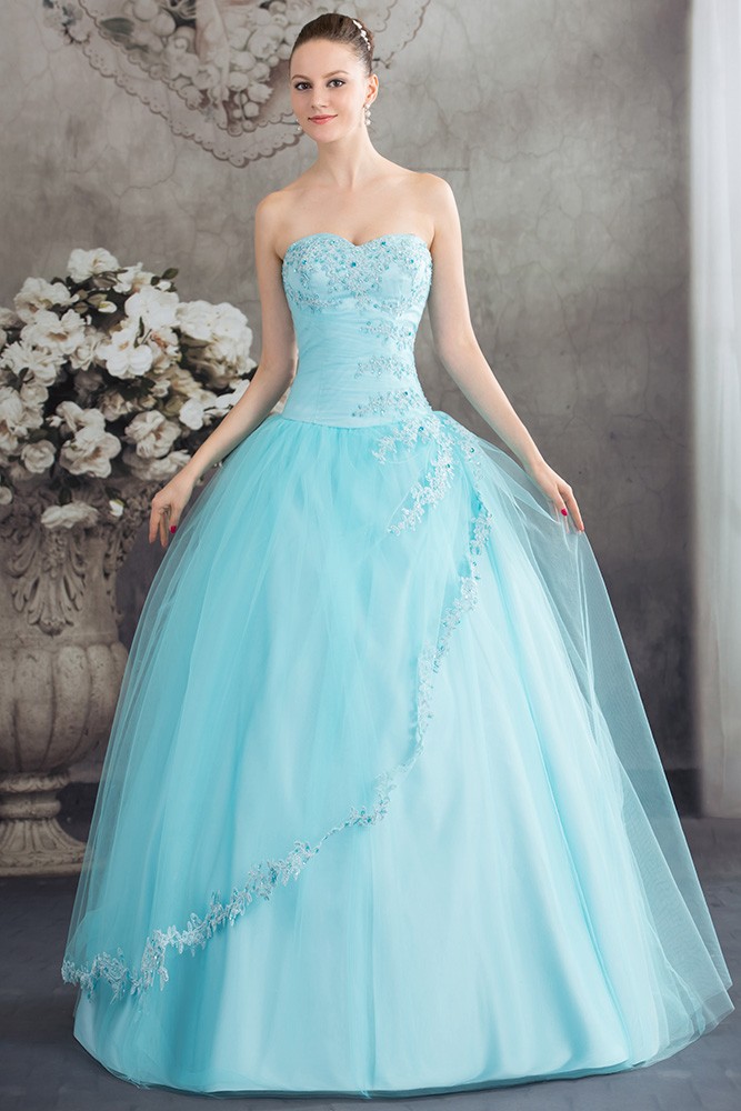 Beautiful Blue Lace Tulle Ballgown Wedding Dress Corset Back #OPH1266 ...
