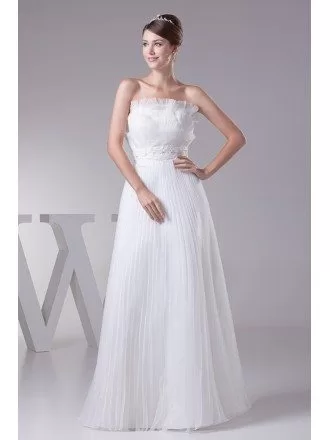 Pleated One Shoulder Organza Floor Length Wedding Dress