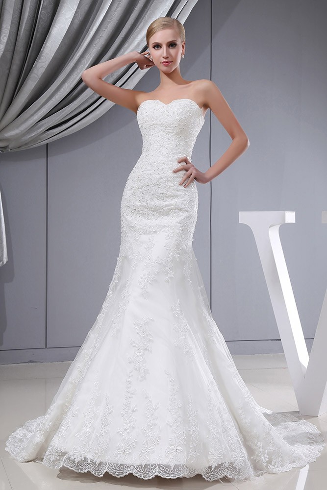 Mermaid Sequined Lace Fitted Wedding Dress Corset Back #OPH1313 $269 ...
