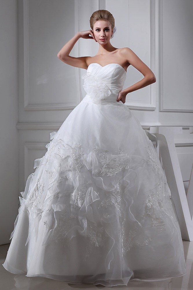 Sweetheart Ballgown Organza Handmade Flower Wedding Dress #OPH1316 $251 ...