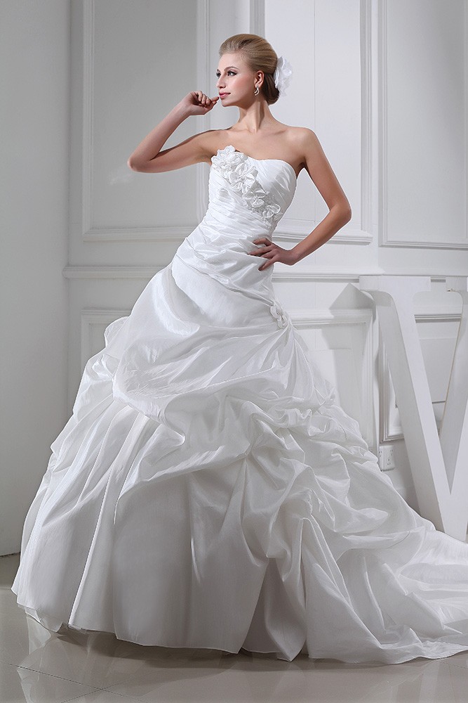 Floral Ruffled Taffeta Classic Custom Wedding Dress #OPH1350 $338.9 ...