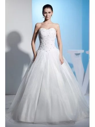 Classic Ballgown Tulle Wedding Dress with Bling