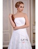 Ball-Gown Strapless Chaple Train Lace Organza Wedding Dress