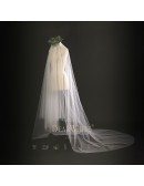 "Frost of Cloud" Dreamy Designer Long Bridal Wedding Veil Train Length
