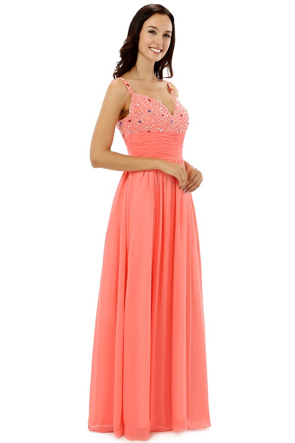 Sheath Spaghetti Strap Floor-Length Prom Dresses with 3D Flower main image 1