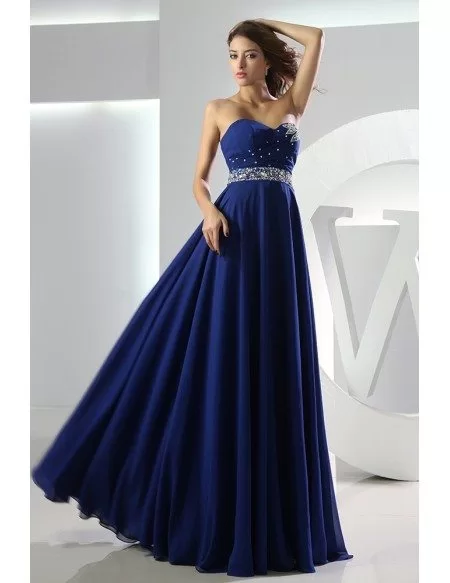 A-line Sweetheart Floor-length Chiffon Prom Dress With Beading