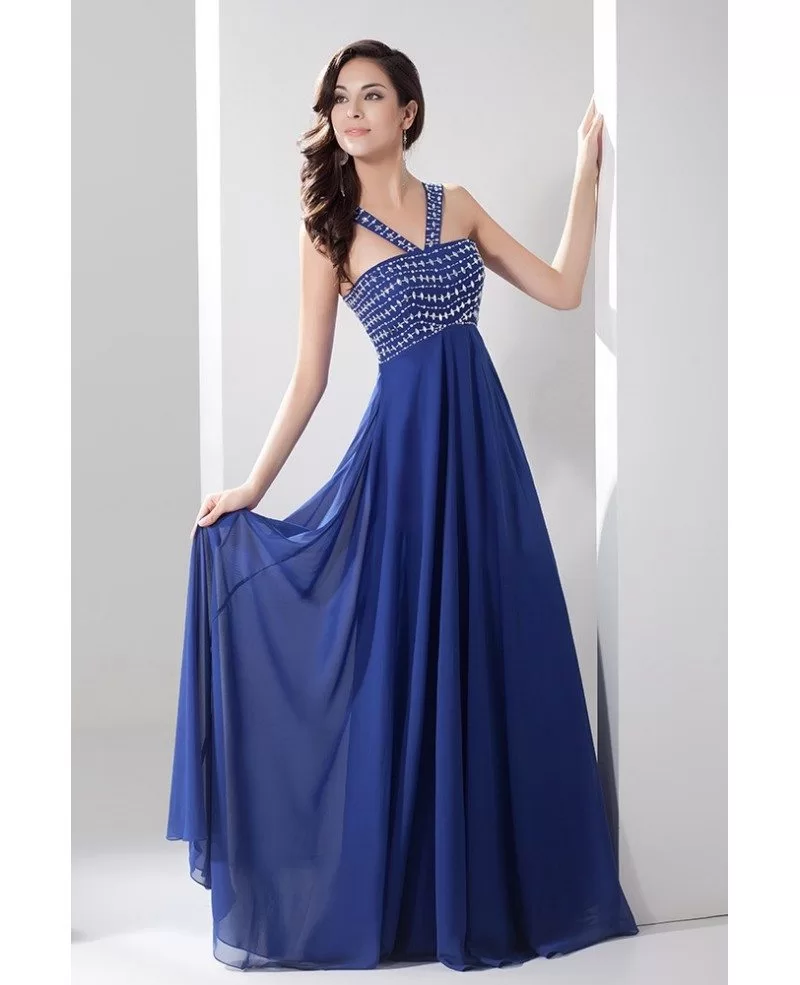 A-line Halter Floor-length Chiffon Prom Dress With Beading #OP4767 $138 ...