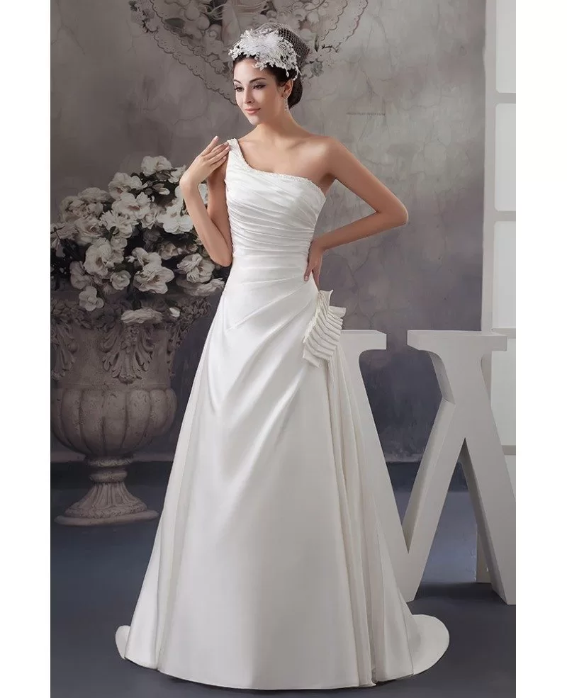 one shoulder ball gown wedding dress