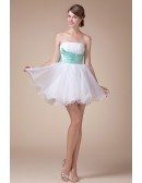 A-line Strapless Short Tulle Prom Dress With Beading