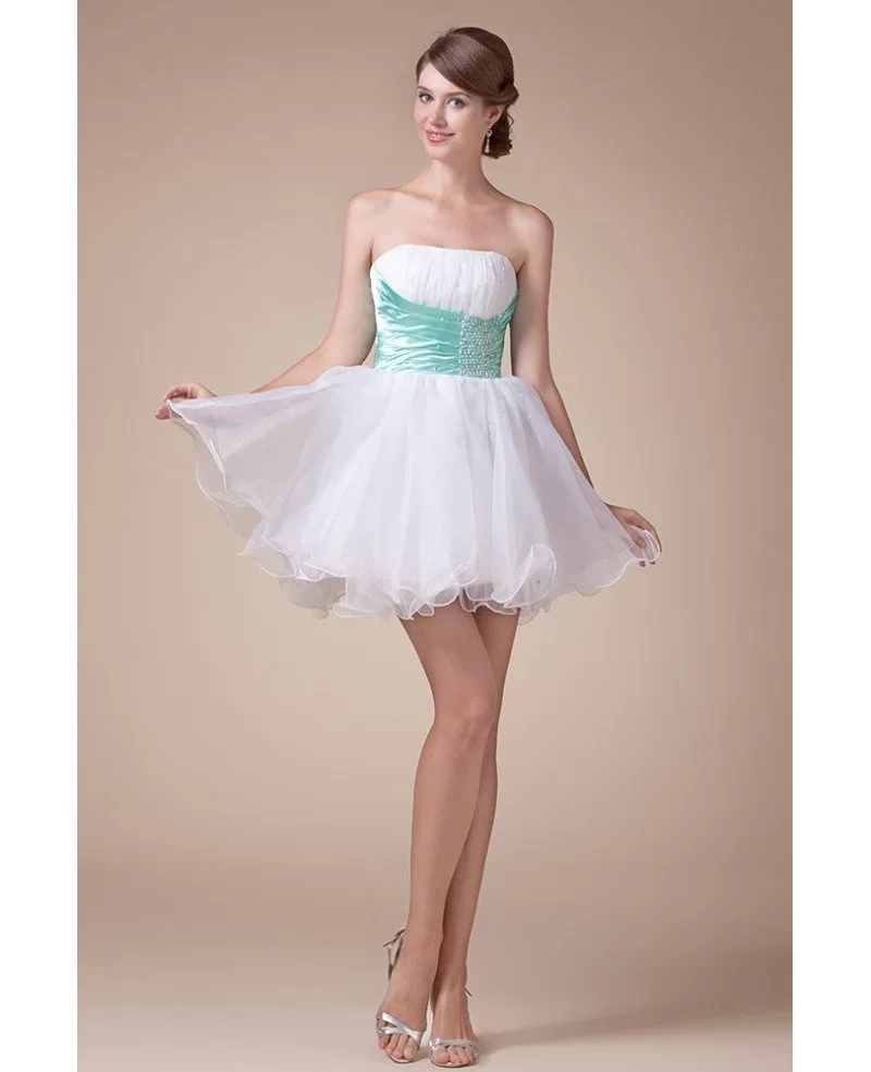 Aline Strapless Short Tulle Prom Dress With Beading 