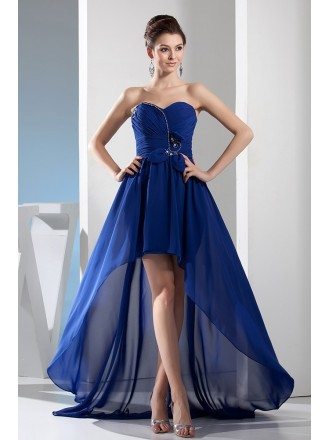 A-line Sweetheart Asymmetrical Chiffon Prom Dress With Beading