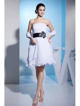 A-line Strapless Short Chiffon Homecoming Dress With Flowers