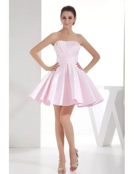 A-line Strapless Short Satin Homecoming Dress