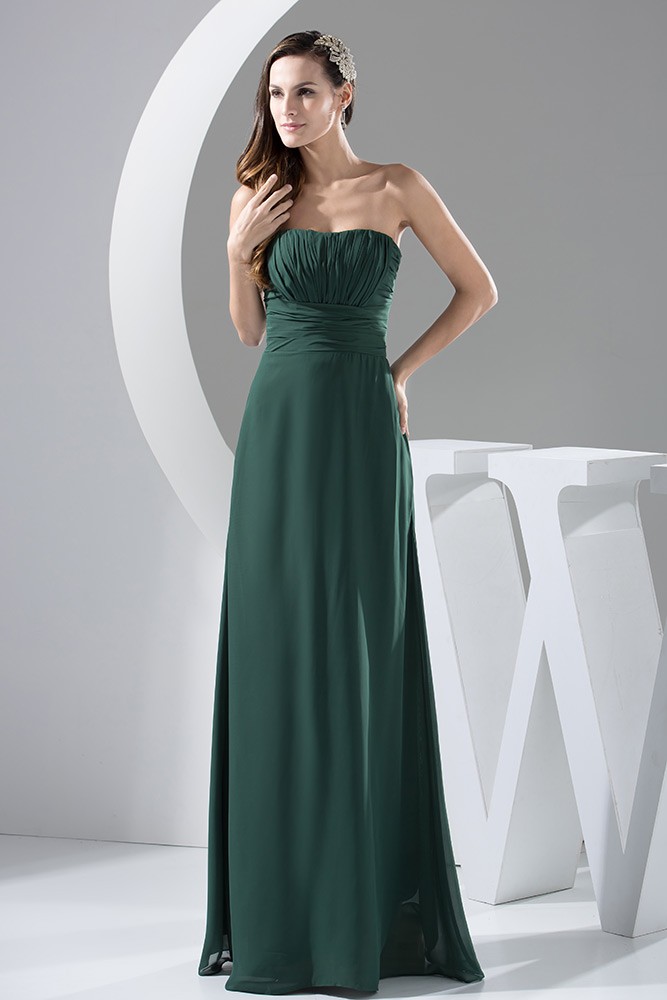 Dark Green Strapless Floor-length Chiffon Bridesmaid Dress #OP4741 $119 ...