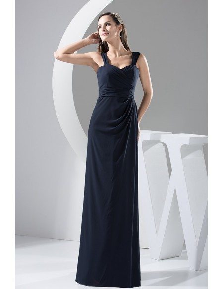 Dark Navy Sheath Sweetheart Long Chiffon Evening Dress #OP4742 $129 ...