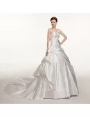 Sweetheart Ballgown Train Length Taffeta Wedding Dress with Bow