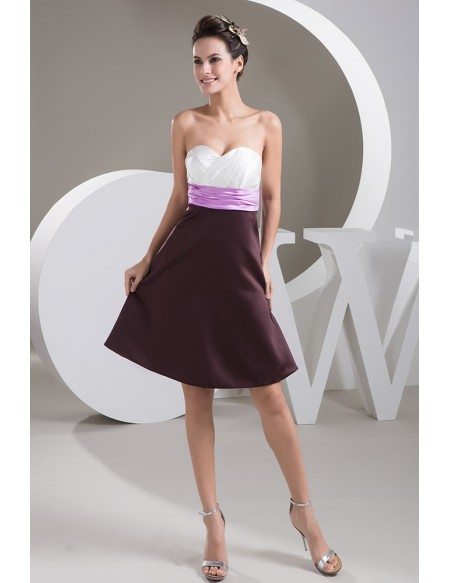 Color Block A-line Sweetheart Short Satin Homecoming Dress
