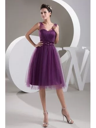 A-line Sweetheart Knee-length Tulle Bridesmaid Dress