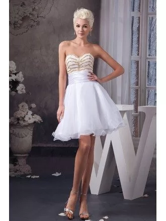 A-line Sweetheart Short Tulle Prom Dress With Beading