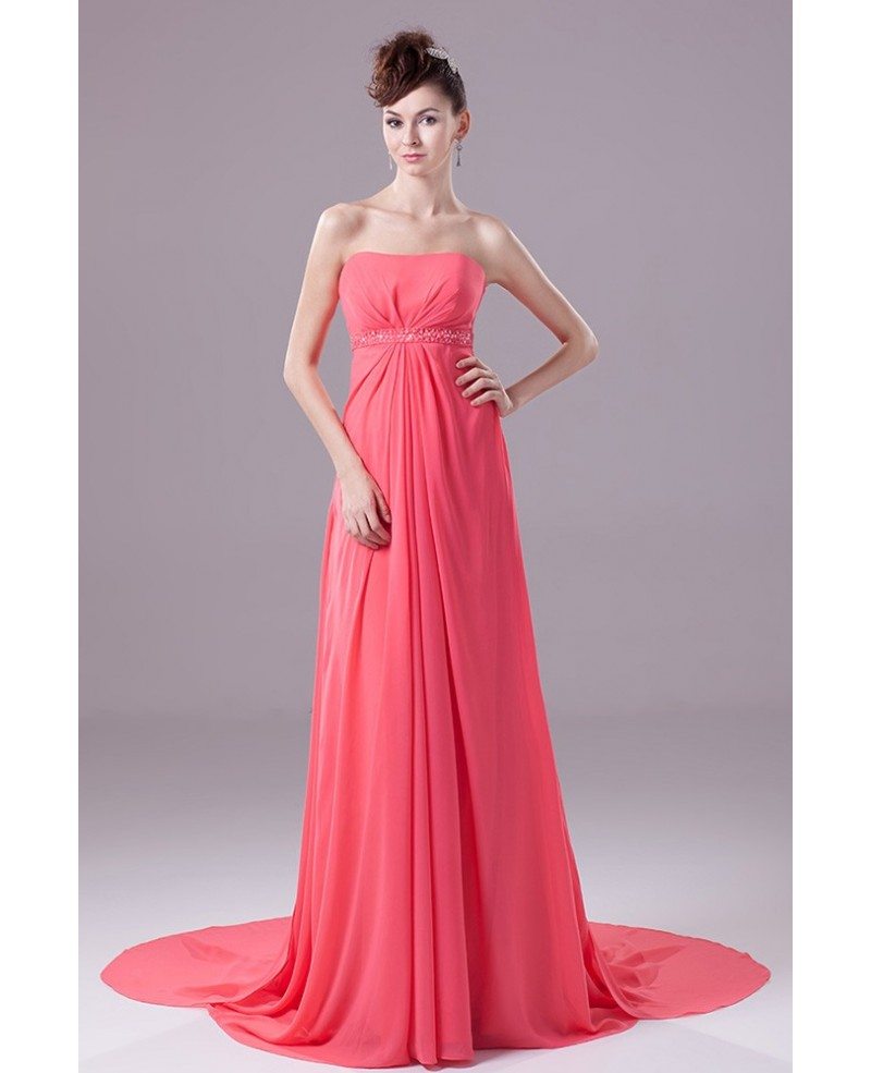 Watermelon Strapless Long Chiffon Maternity Formal Dress Custom #OP4396 ...