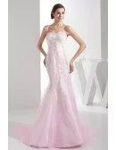Perfect Custom Fitted Mermaid Pink Lace Wedding Dress