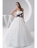 Handmade Flower Sash Lace Ballgown Wedding Dress with Color