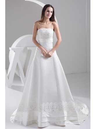 Special Lace Top Aline Wedding Dress with Trim