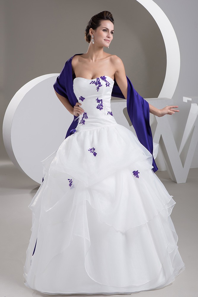 Ivory Lavender Tulle Wedding Gown with Floral Lace Bodice – loveangeldress