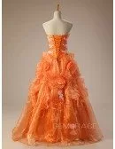 Orange Ballgown Sweetheart Lace Long Lace Dress