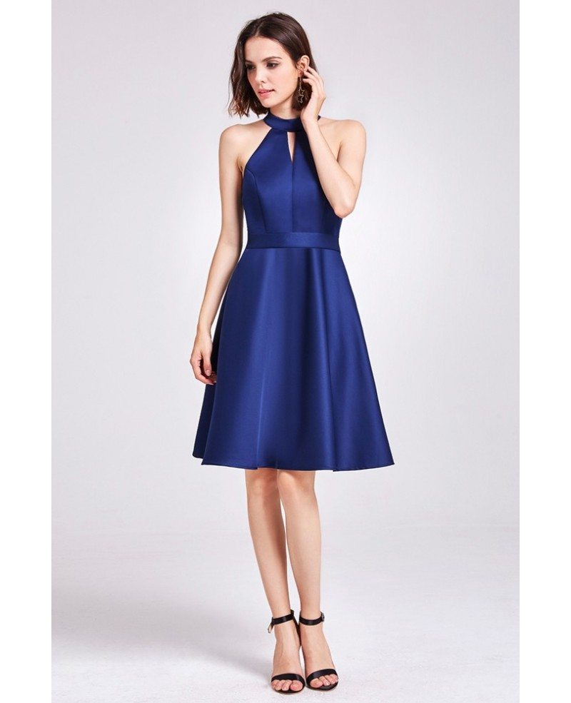 WOMENS ELEGANT CASUAL WORK OFFICE KNEE LENGTH DRESS SHORT SLEEVE FLARED DRESSES | eBay