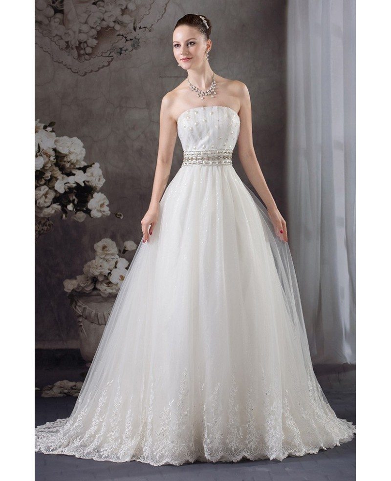 Strapless Lace Tulle Beaded Wedding Dress With Bling OPH1227 260 9 GemGrace