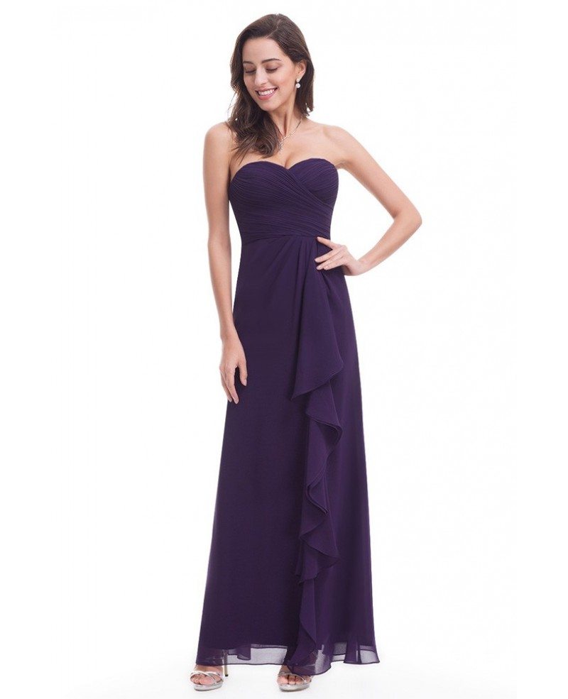 dark purple strapless dress