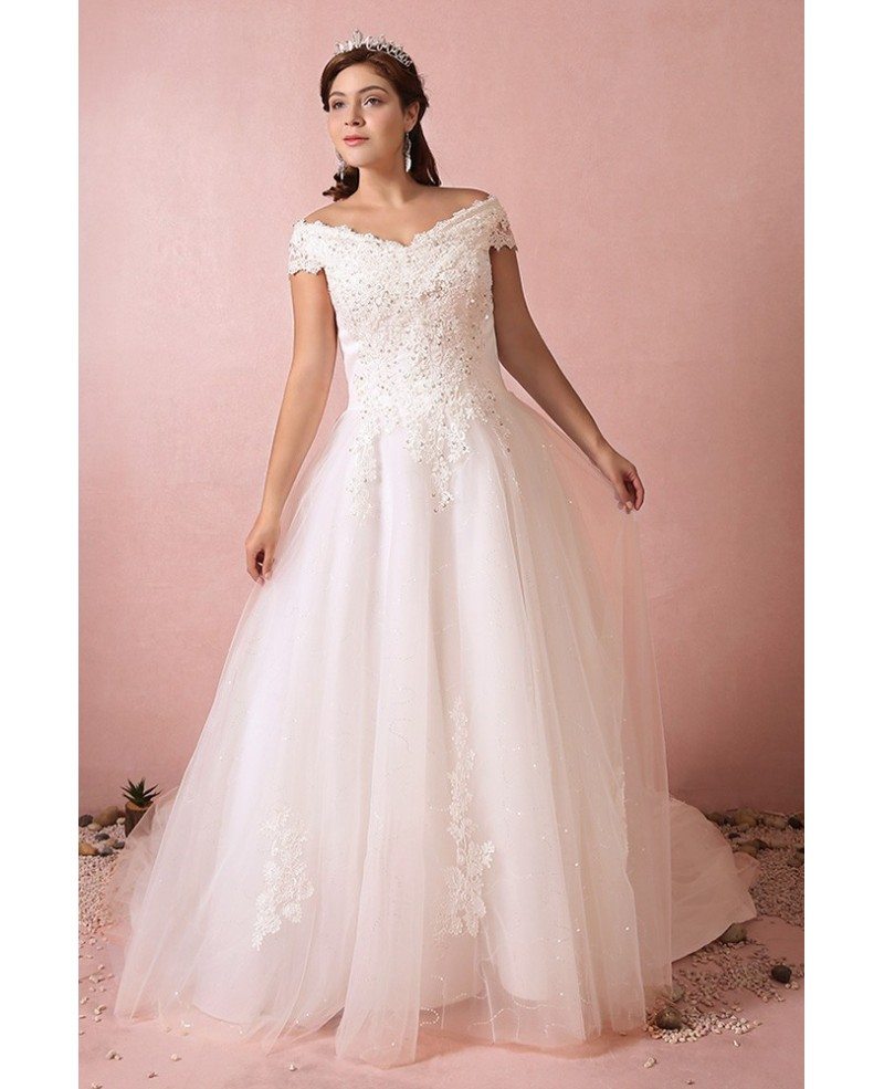 Plus Size Curvy Bride Off The Shoulder Wedding Dress Lace