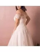 Boho Lace Off Shoulder Plus Size Wedding Dress Country A Line Wedding Dress