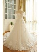Plus Size Boho Beach Wedding Dress Flowy Lace With Sleeves Cheap Online