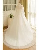 Modest Long Lace Sleeve Plus Size Wedding Dress Tulle Beach Weddings
