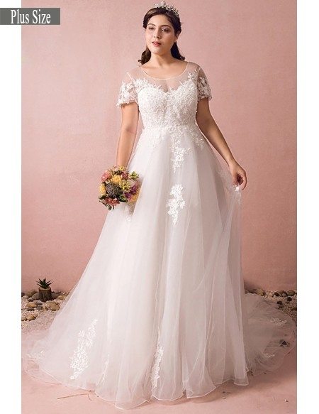 Boho Lace A Line Beach Wedding Dress Plus Size With Sleeves 2018