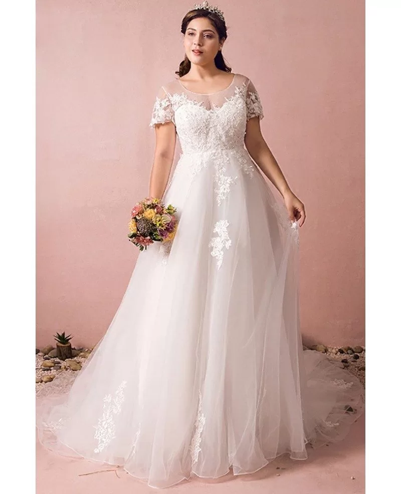 Boho Lace A Line Beach Wedding Dress Plus Size With