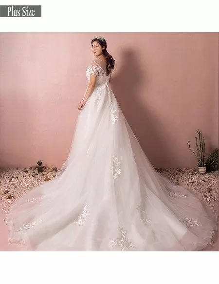 Boho Lace A Line Beach Wedding Dress Plus Size With Sleeves 2018