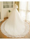 Flowy Plus Size A Line Lace Wedding Dress Tulle Corset With Long Train