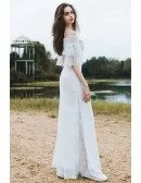 Classy Off The Shoulder Boho Beach Wedding Dress Mermaid Long Lace Dress