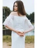 Classy Off The Shoulder Boho Beach Wedding Dress Mermaid Long Lace Dress