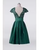 Vintage Emerald Green Short Mother Of The Bride Dress With Cap Sleeves