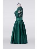 Vintage Emerald Green Short Mother Of The Bride Dress With Cap Sleeves