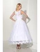 Vintage Ankle Length Ballgown Lace Wedding Dress Rustic Sleeveless