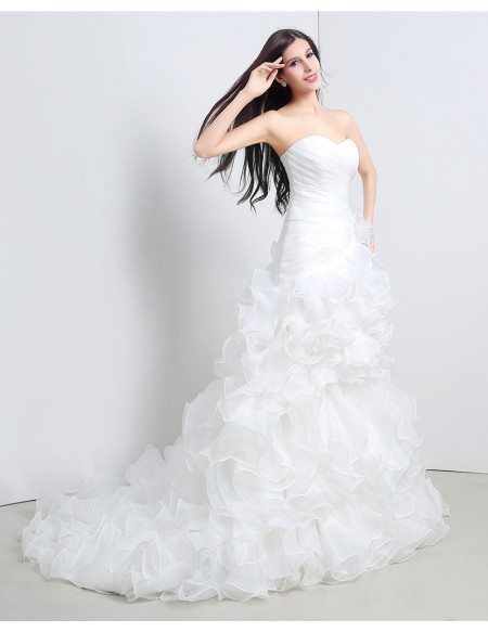 Custom Sweetheart Formal Organza Wedding Dress With Ruffles For Cheap Online